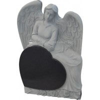 Angel Reclining over a Single Heart with Carved Roses